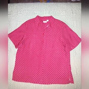Elisabeth by Liz Claiborne Red  Patterned Short Sleeve Blouse Sz 20